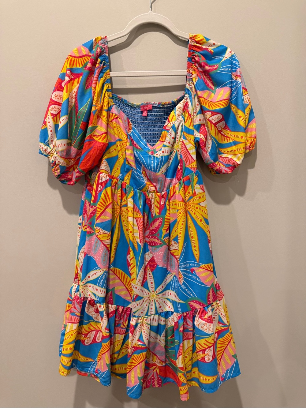 Flying Tomato Blue Tropical Print Mini Dress